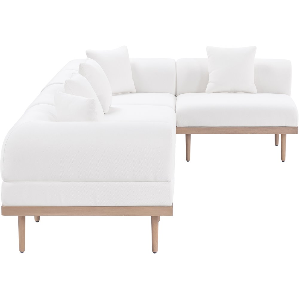 Laguna 142" Cream Water Resistant Fabric 5pc. Outdoor Modular Sectional