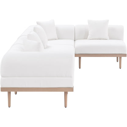 Laguna 142" Cream Water Resistant Fabric 5pc. Outdoor Modular Sectional