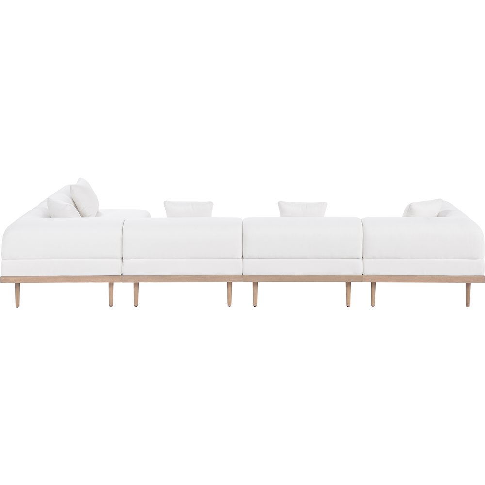 Laguna 142" Cream Water Resistant Fabric 5pc. Outdoor Modular Sectional
