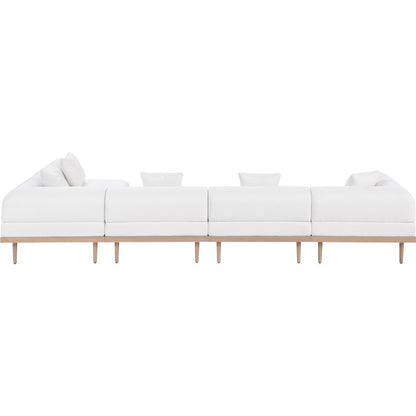 Laguna 142" Cream Water Resistant Fabric 5pc. Outdoor Modular Sectional