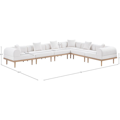 Laguna 142" Cream Water Resistant Fabric 6pc. Outdoor Modular Sectional