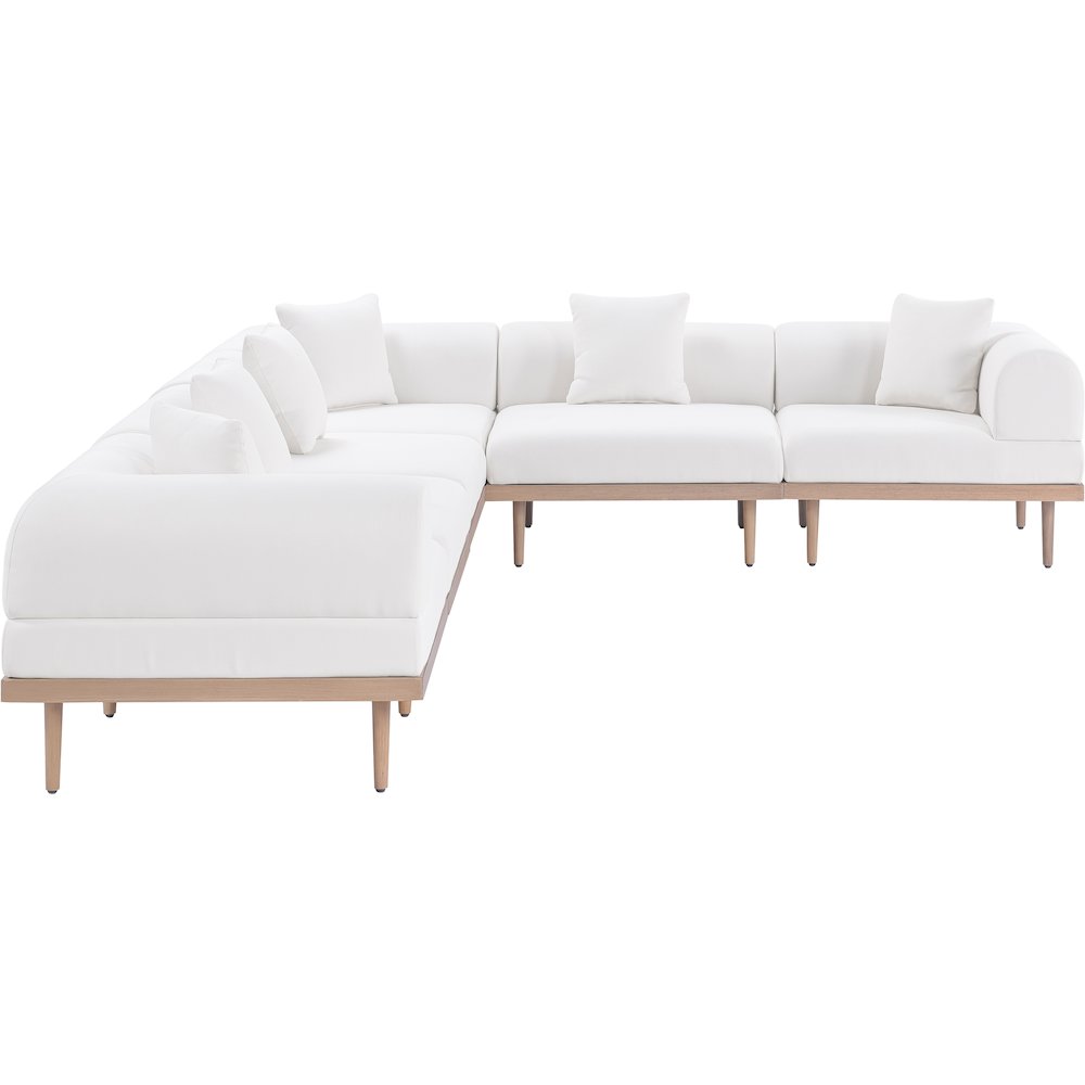 Laguna 142" Cream Water Resistant Fabric 6pc. Outdoor Modular Sectional