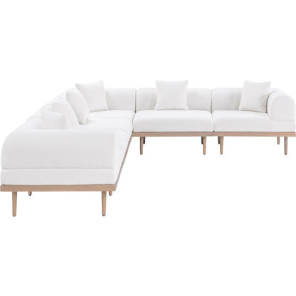 Laguna 142" Cream Water Resistant Fabric 6pc. Outdoor Modular Sectional