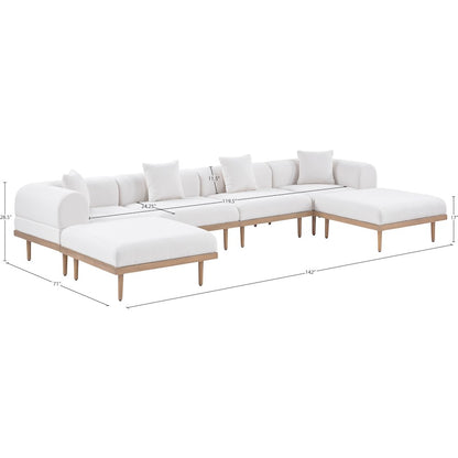 Laguna 142" Cream Water Resistant Fabric 6pc. Outdoor Modular Sectional
