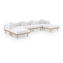 Laguna 142" Cream Water Resistant Fabric 6pc. Outdoor Modular Sectional