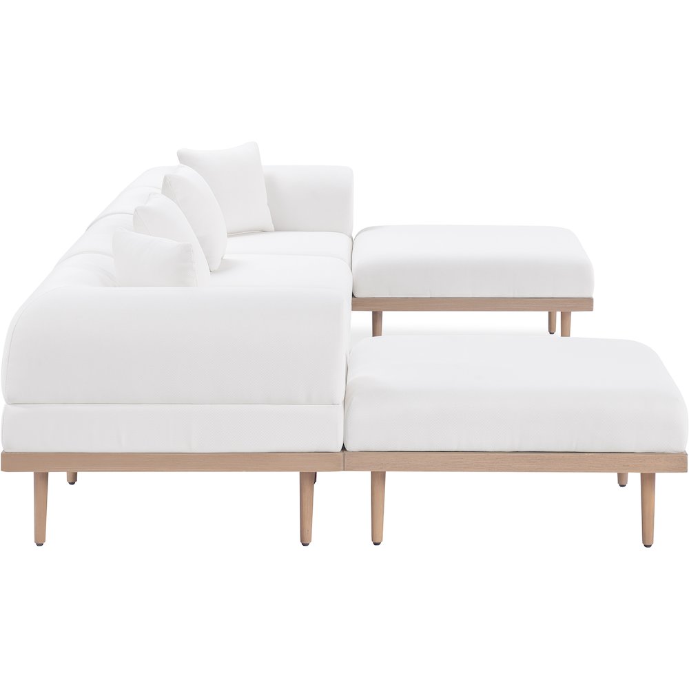 Laguna 142" Cream Water Resistant Fabric 6pc. Outdoor Modular Sectional