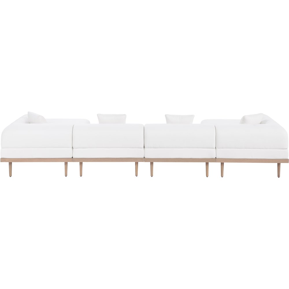 Laguna 142" Cream Water Resistant Fabric 6pc. Outdoor Modular Sectional