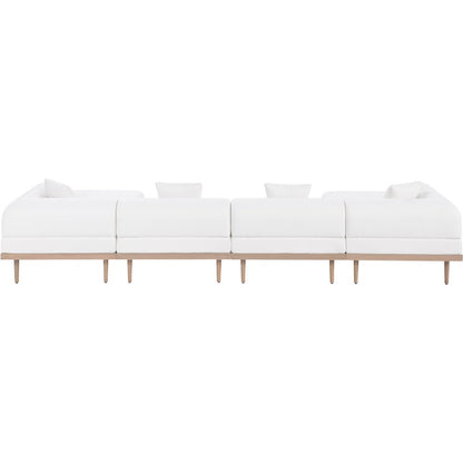 Laguna 142" Cream Water Resistant Fabric 6pc. Outdoor Modular Sectional