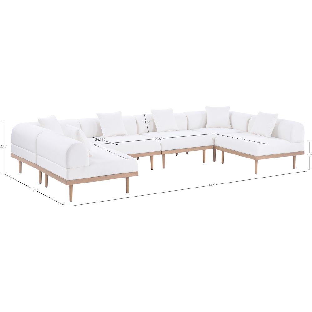 Laguna 142" Cream Water Resistant Fabric 6pc. Outdoor Modular Sectional