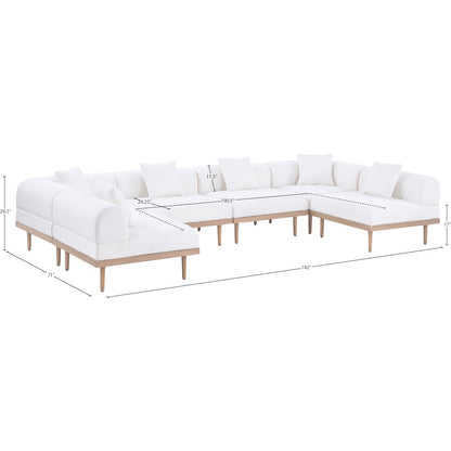 Laguna 142" Cream Water Resistant Fabric 6pc. Outdoor Modular Sectional