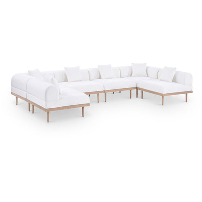 Laguna 142" Cream Water Resistant Fabric 6pc. Outdoor Modular Sectional