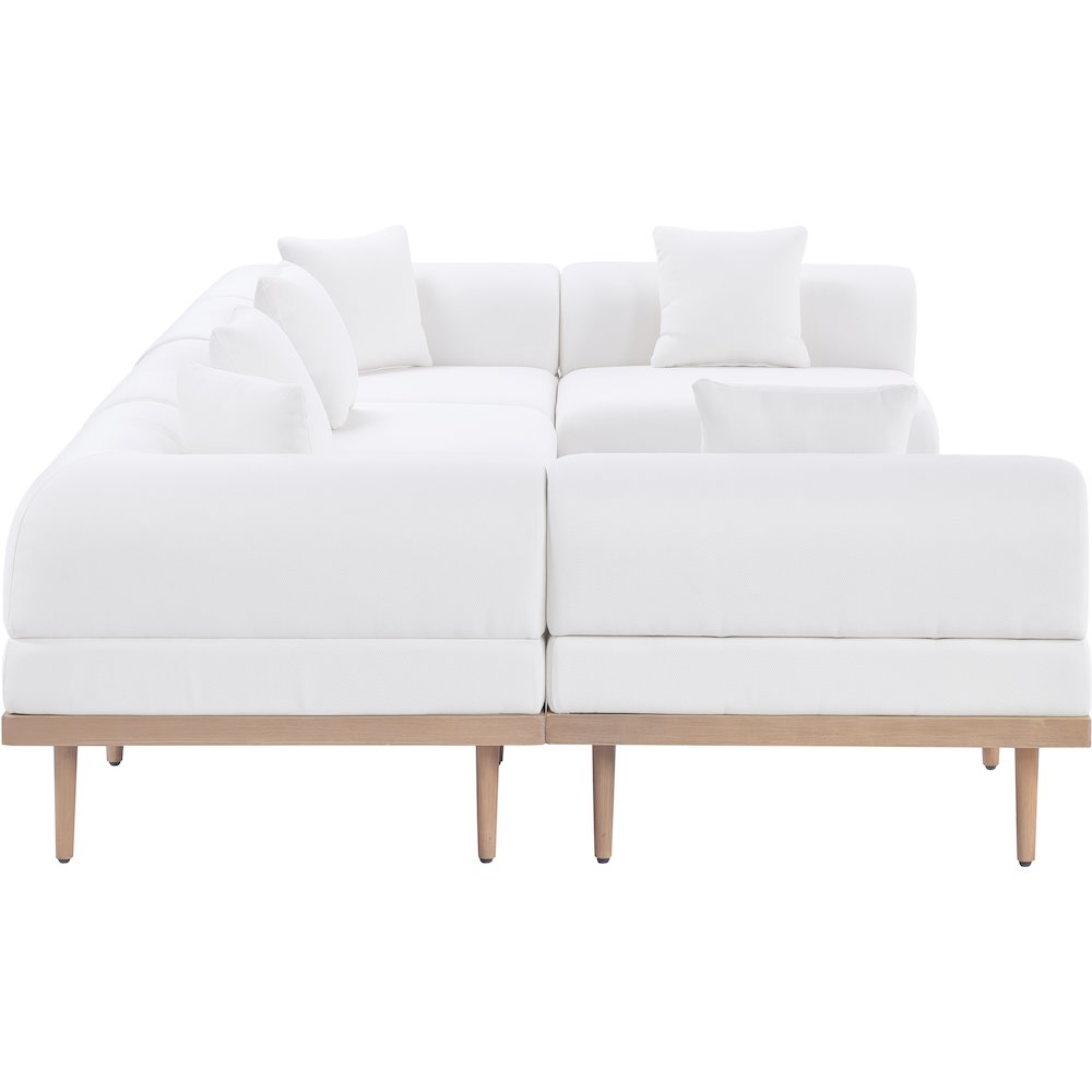 Laguna 142" Cream Water Resistant Fabric 6pc. Outdoor Modular Sectional
