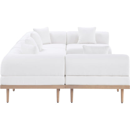 Laguna 142" Cream Water Resistant Fabric 6pc. Outdoor Modular Sectional