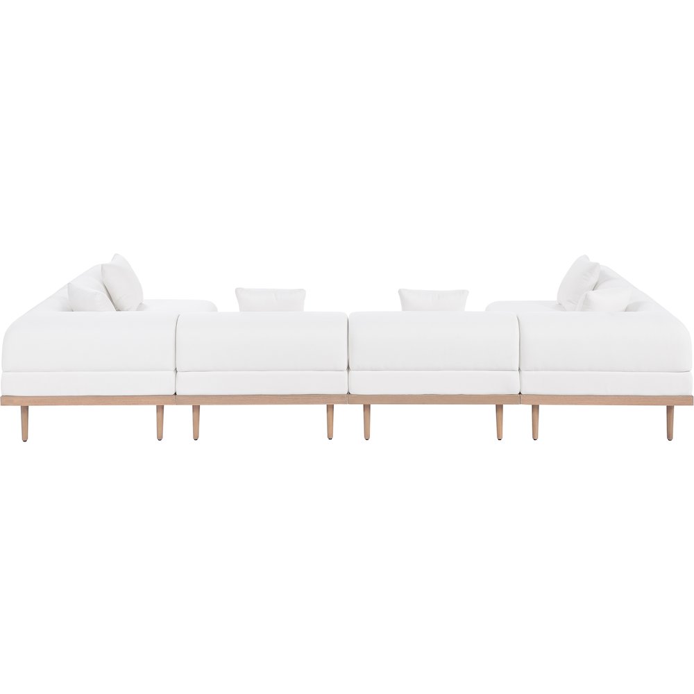 Laguna 142" Cream Water Resistant Fabric 6pc. Outdoor Modular Sectional