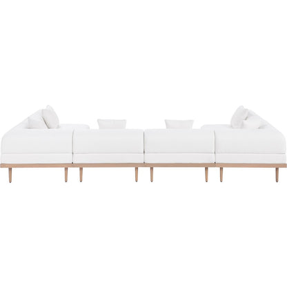 Laguna 142" Cream Water Resistant Fabric 6pc. Outdoor Modular Sectional