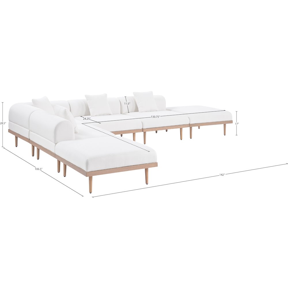 Laguna 142" Cream Water Resistant Fabric 6pc. Outdoor Modular Sectional