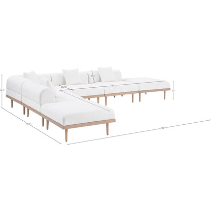 Laguna 142" Cream Water Resistant Fabric 6pc. Outdoor Modular Sectional