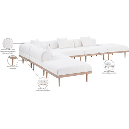 Laguna 142" Cream Water Resistant Fabric 6pc. Outdoor Modular Sectional
