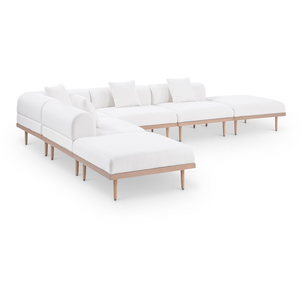 Laguna 142" Cream Water Resistant Fabric 6pc. Outdoor Modular Sectional