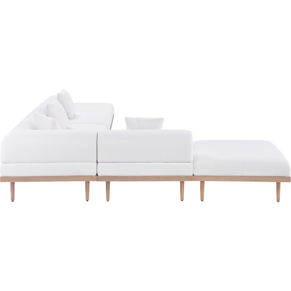 Laguna 142" Cream Water Resistant Fabric 6pc. Outdoor Modular Sectional