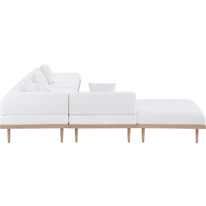 Laguna 142" Cream Water Resistant Fabric 6pc. Outdoor Modular Sectional