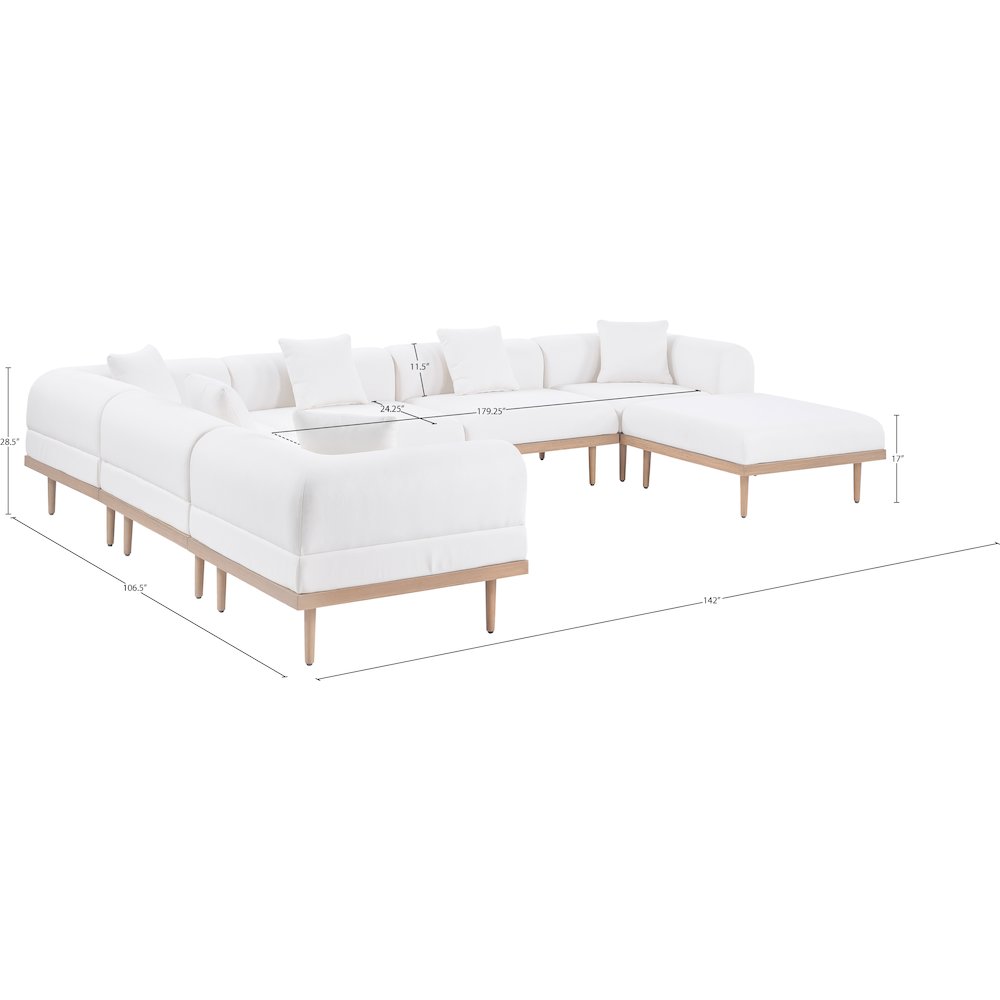 Laguna 142" Cream Water Resistant Fabric 7pc. Outdoor Modular Sectional