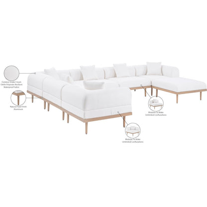 Laguna 142" Cream Water Resistant Fabric 7pc. Outdoor Modular Sectional