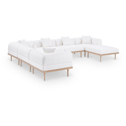 Laguna 142" Cream Water Resistant Fabric 7pc. Outdoor Modular Sectional