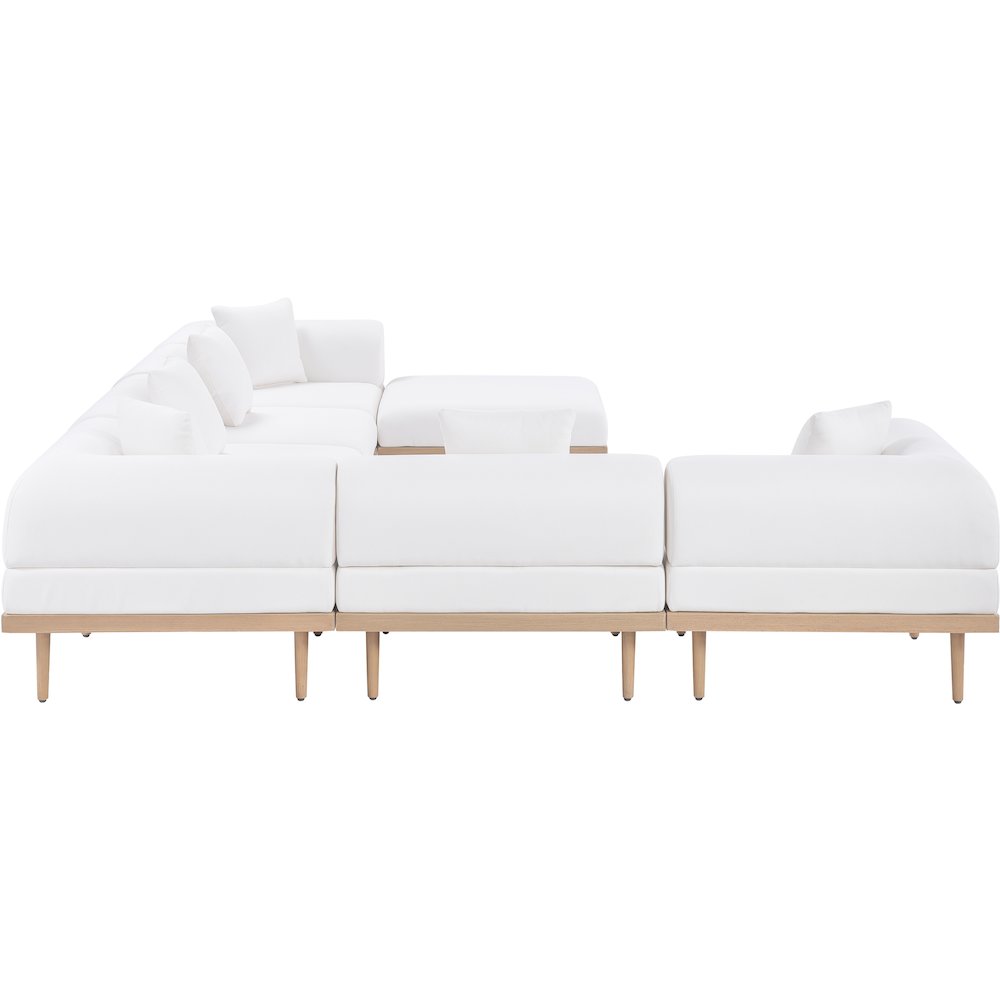 Laguna 142" Cream Water Resistant Fabric 7pc. Outdoor Modular Sectional