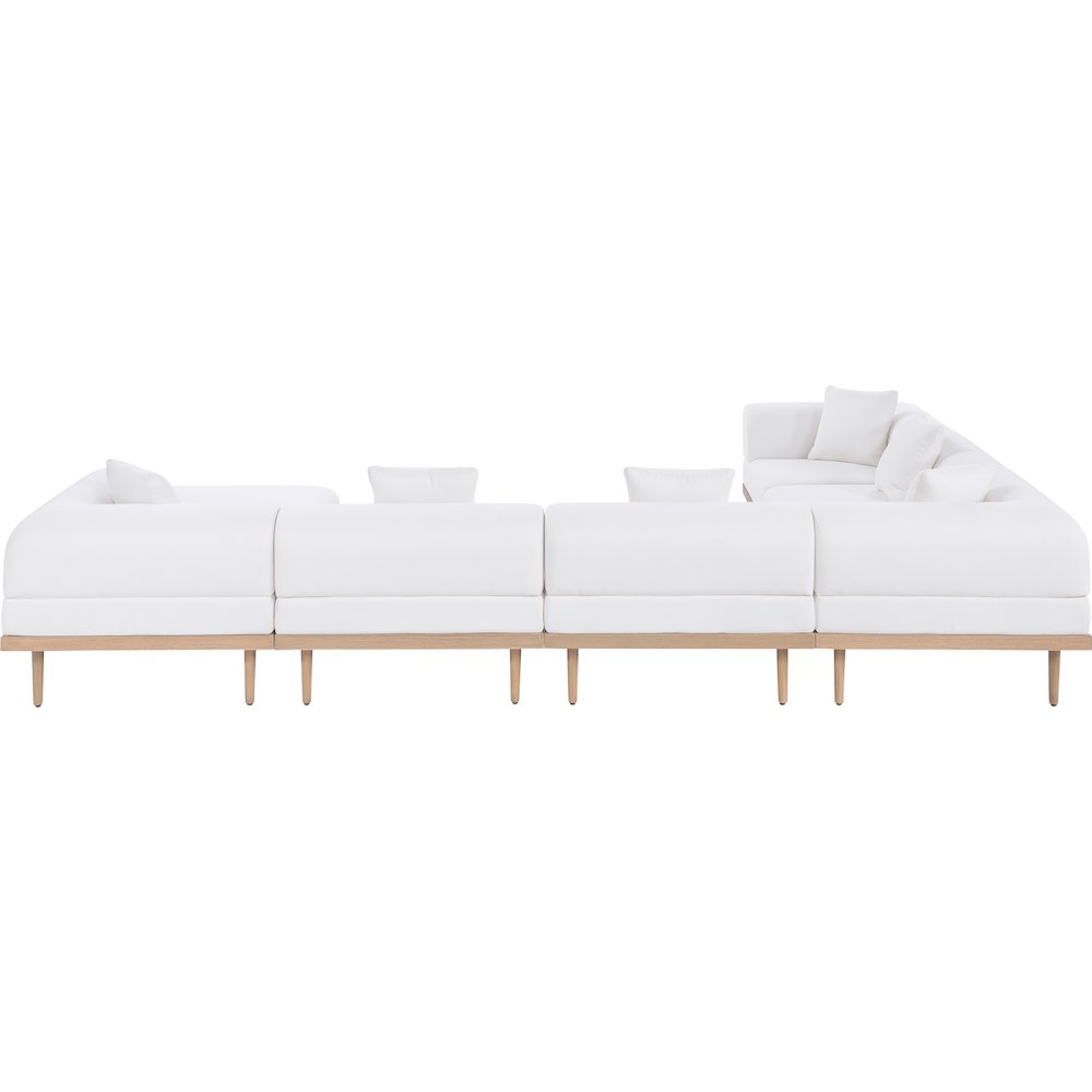 Laguna 142" Cream Water Resistant Fabric 7pc. Outdoor Modular Sectional