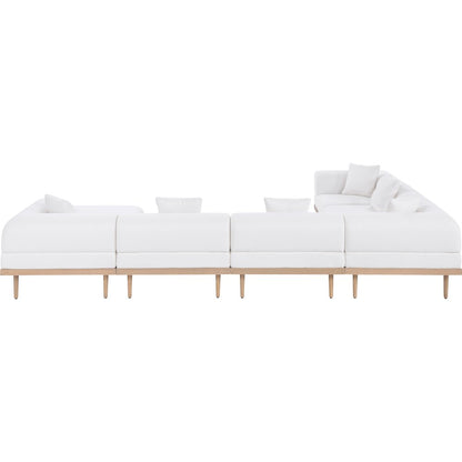 Laguna 142" Cream Water Resistant Fabric 7pc. Outdoor Modular Sectional