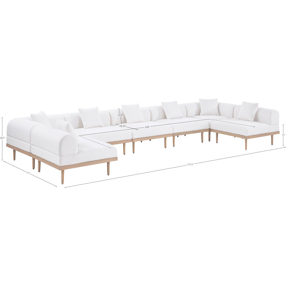 Laguna 177.5" Cream Water Resistant Fabric 7pc. Outdoor Modular Sectional