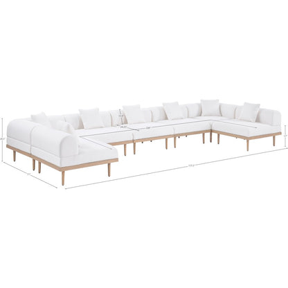 Laguna 177.5" Cream Water Resistant Fabric 7pc. Outdoor Modular Sectional
