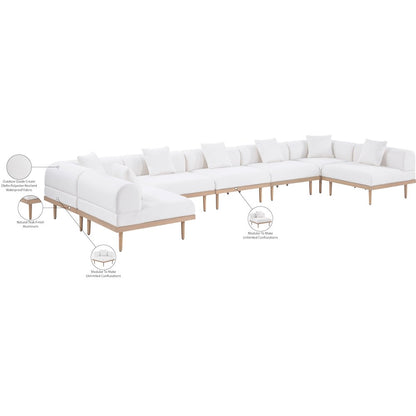 Laguna 177.5" Cream Water Resistant Fabric 7pc. Outdoor Modular Sectional