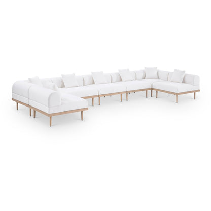 Laguna 177.5" Cream Water Resistant Fabric 7pc. Outdoor Modular Sectional