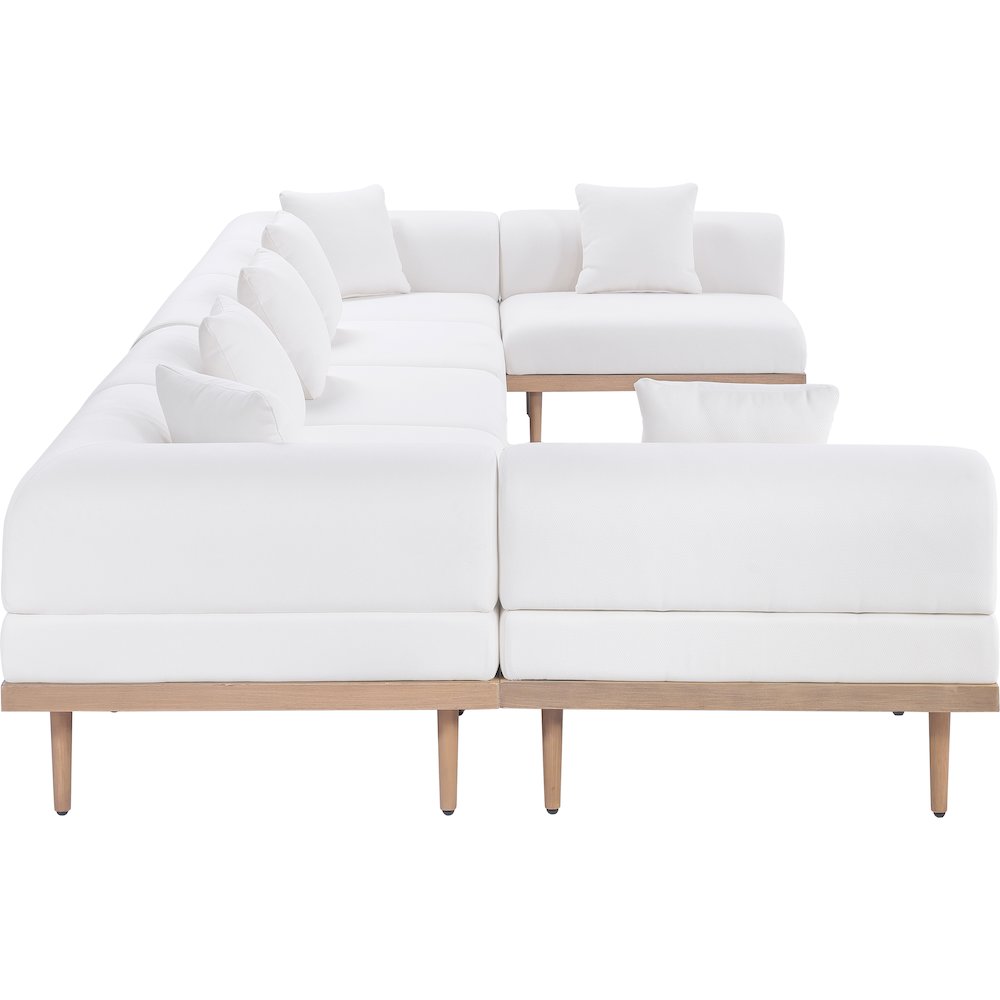 Laguna 177.5" Cream Water Resistant Fabric 7pc. Outdoor Modular Sectional