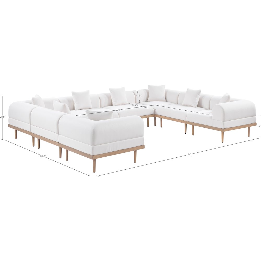 Laguna 142" Cream Water Resistant Fabric 8pc. Outdoor Modular Sectional