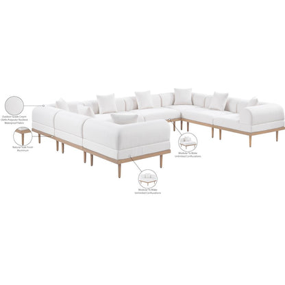 Laguna 142" Cream Water Resistant Fabric 8pc. Outdoor Modular Sectional