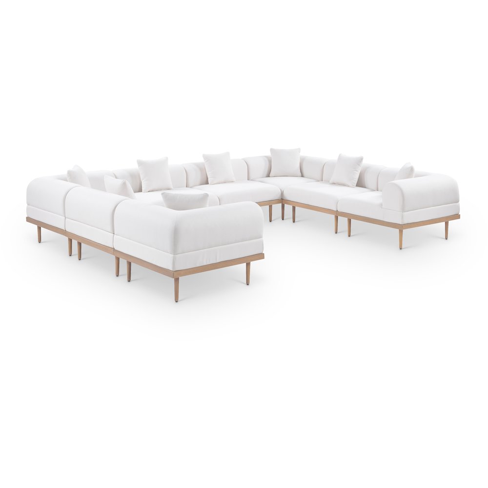 Laguna 142" Cream Water Resistant Fabric 8pc. Outdoor Modular Sectional