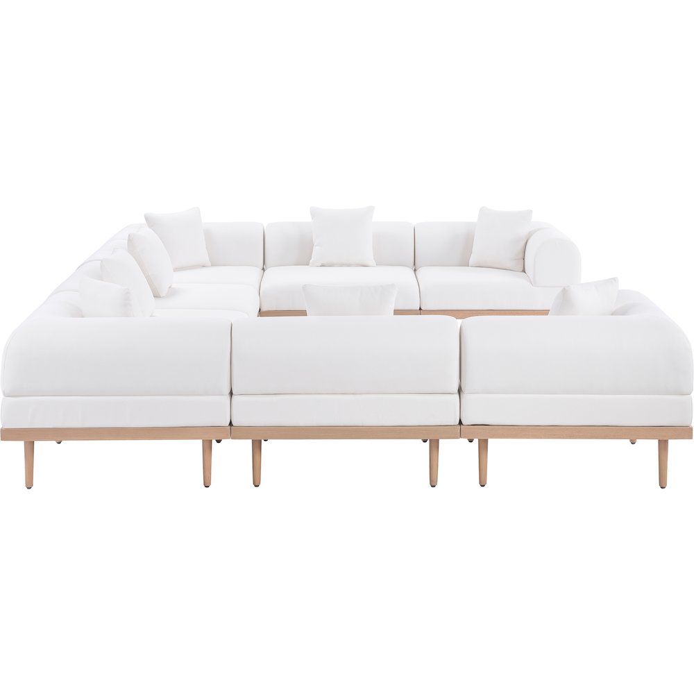 Laguna 142" Cream Water Resistant Fabric 8pc. Outdoor Modular Sectional