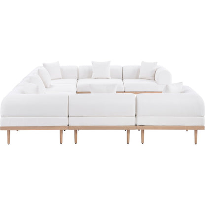 Laguna 142" Cream Water Resistant Fabric 8pc. Outdoor Modular Sectional