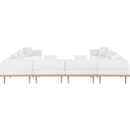 Laguna 142" Cream Water Resistant Fabric 8pc. Outdoor Modular Sectional
