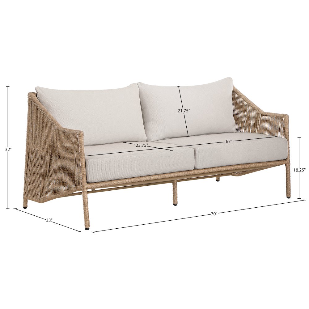 Coastline 70" Beige Olefin Water Resistant Fabric Wicker Outdoor Patio Loveseat