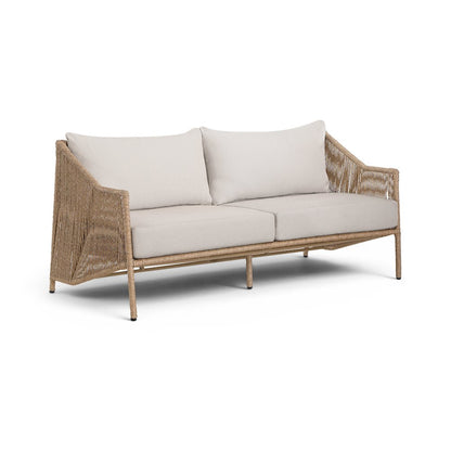 Coastline 70" Beige Olefin Water Resistant Fabric Wicker Outdoor Patio Loveseat