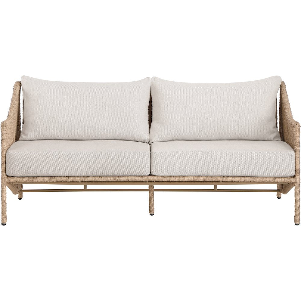 Coastline 70" Beige Olefin Water Resistant Fabric Wicker Outdoor Patio Loveseat