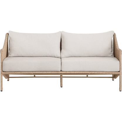 Coastline 70" Beige Olefin Water Resistant Fabric Wicker Outdoor Patio Loveseat