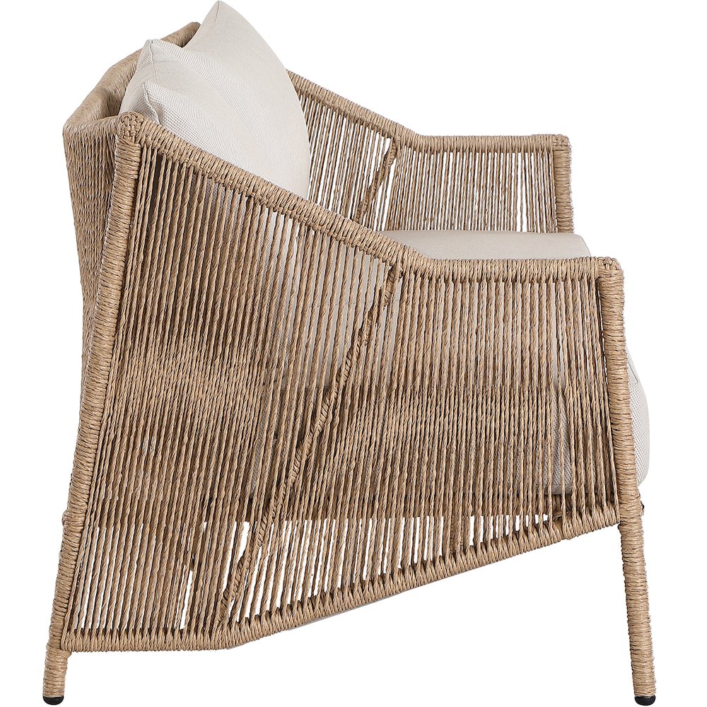 Coastline 70" Beige Olefin Water Resistant Fabric Wicker Outdoor Patio Loveseat