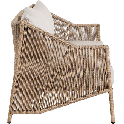 Coastline 70" Beige Olefin Water Resistant Fabric Wicker Outdoor Patio Loveseat