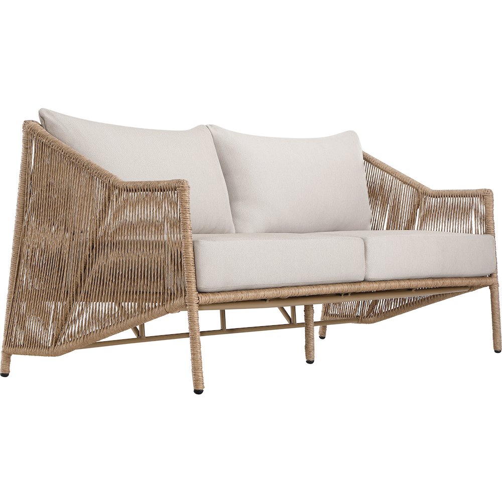 Coastline 70" Beige Olefin Water Resistant Fabric Wicker Outdoor Patio Loveseat