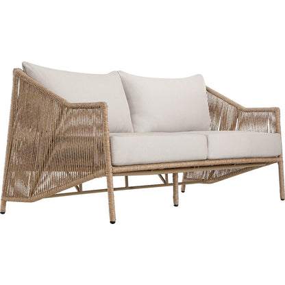Coastline 70" Beige Olefin Water Resistant Fabric Wicker Outdoor Patio Loveseat